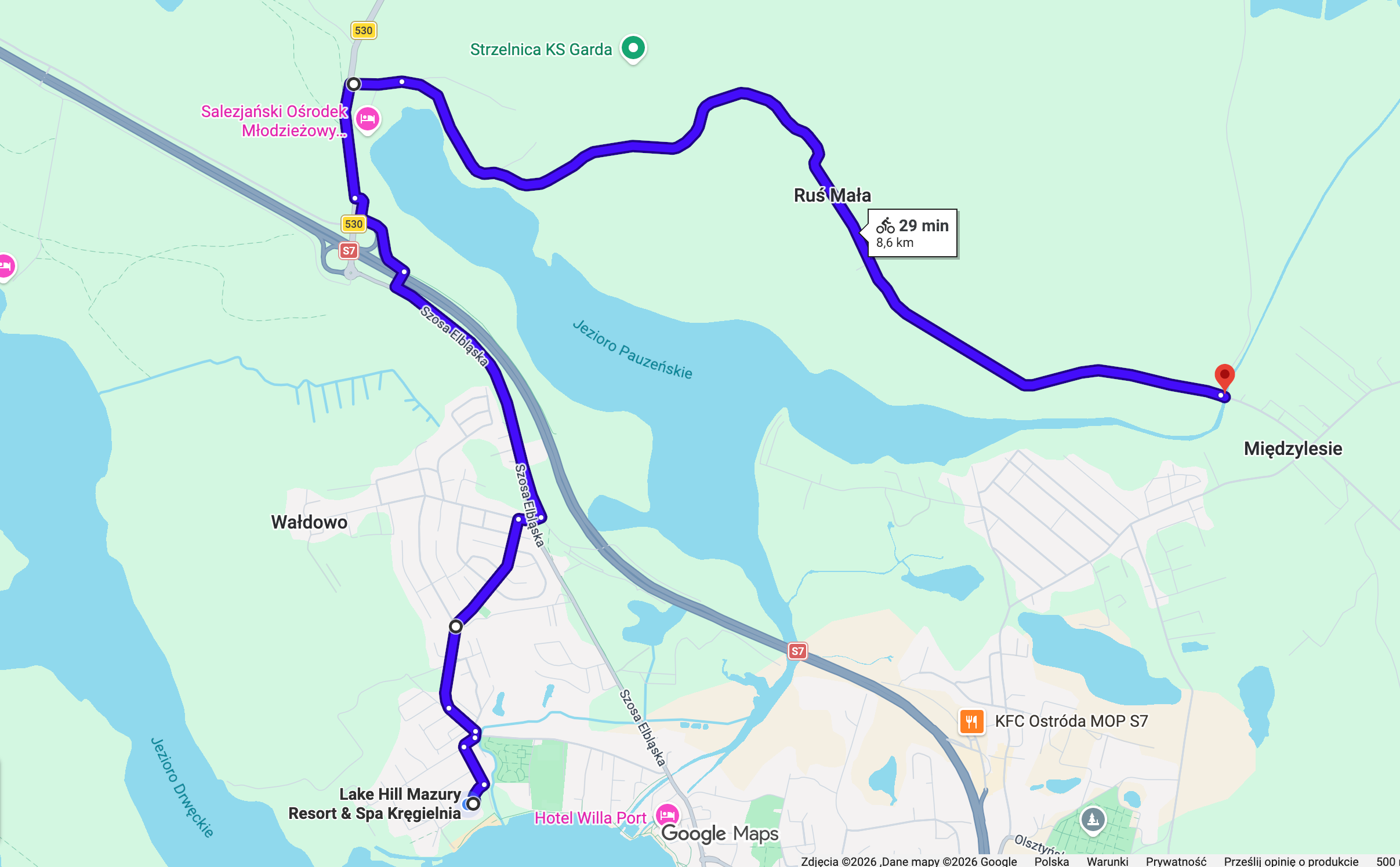 Mapa trasy Lake Loop — jezioro Drwęckie